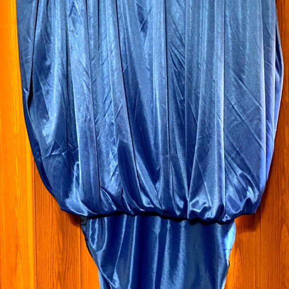 VINTAGE 90's VARIATIONS LTD Womens Satiny Royal Blue Drapery Cocktail Dress Sz 3 - Picture 9 of 12
